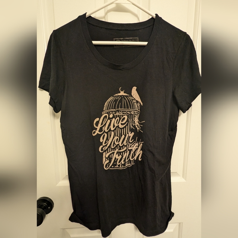 Human Unlimited Live Your Truth graphic tee birdcage design women's 2XL (fitted)